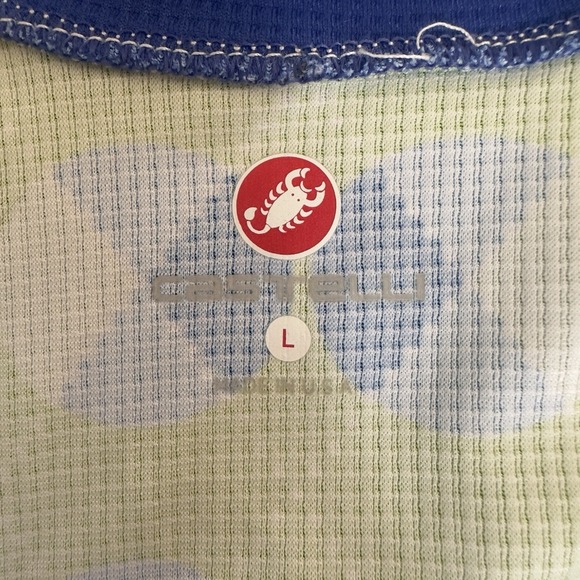 Mens Castelli Green Blue Cycling Jersey Full ZIp Bicycle Halters Cycles Large - Picture 6 of 7